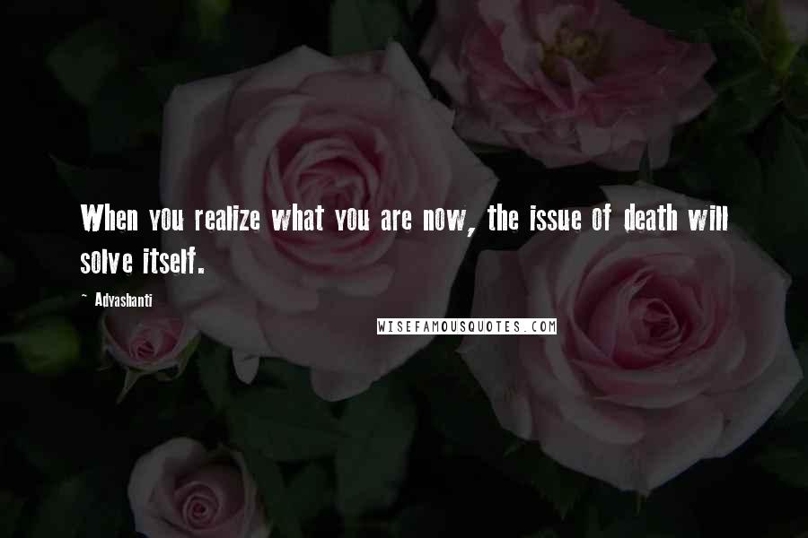 Adyashanti Quotes: When you realize what you are now, the issue of death will solve itself.