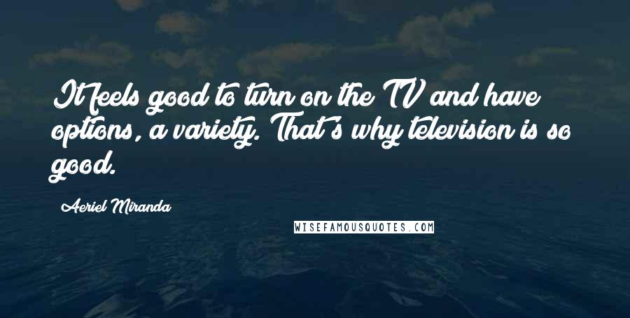 Aeriel Miranda Quotes: It feels good to turn on the TV and have options, a variety. That's why television is so good.