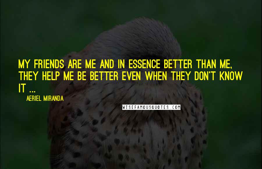 Aeriel Miranda Quotes: My friends are me and in essence better than me, they help me be better even when they don't know it ...