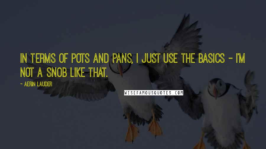 Aerin Lauder Quotes: In terms of pots and pans, I just use the basics - I'm not a snob like that.