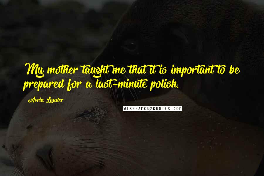 Aerin Lauder Quotes: My mother taught me that it is important to be prepared for a last-minute polish.