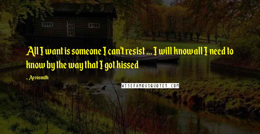 Aerosmith Quotes: All I want is someone I can't resist ... I will know all I need to know by the way that I got kissed