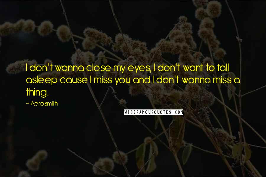 Aerosmith Quotes: I don't wanna close my eyes, I don't want to fall asleep cause I miss you and I don't wanna miss a thing.