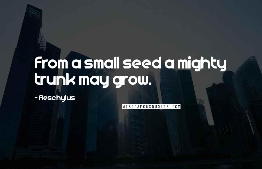 Aeschylus Quotes: From a small seed a mighty trunk may grow.