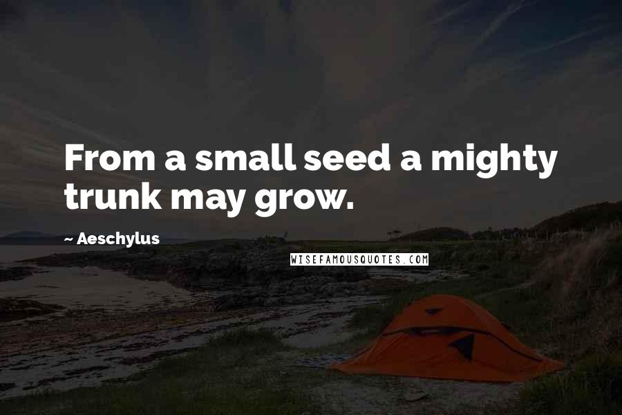 Aeschylus Quotes: From a small seed a mighty trunk may grow.