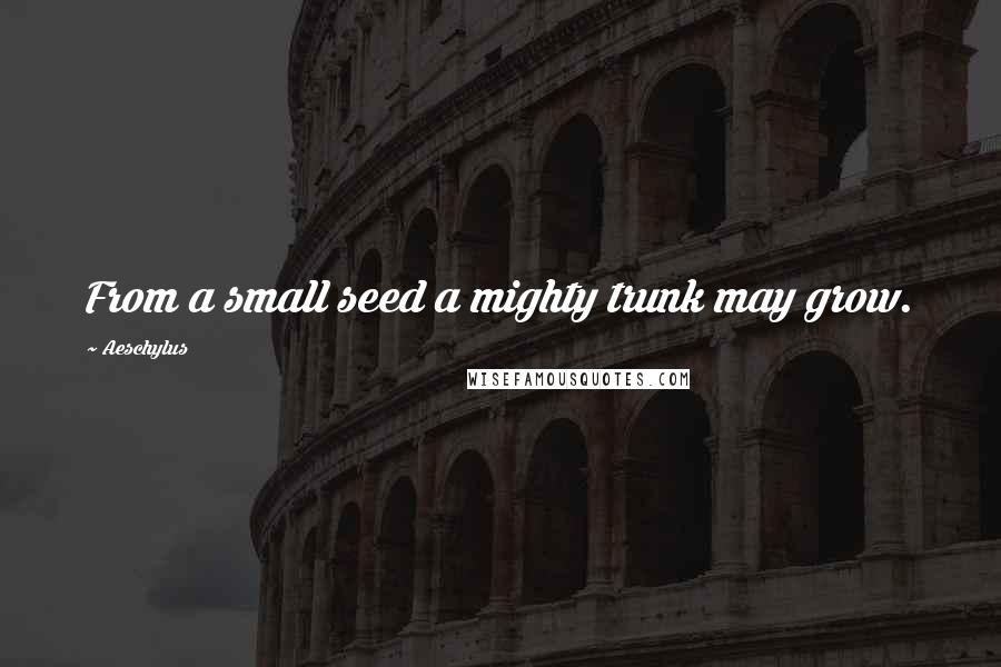 Aeschylus Quotes: From a small seed a mighty trunk may grow.