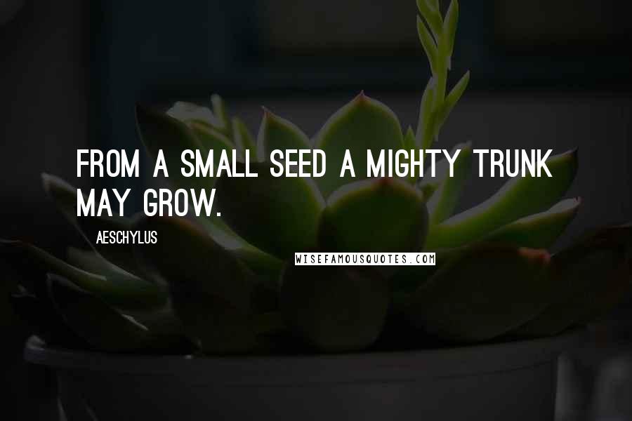 Aeschylus Quotes: From a small seed a mighty trunk may grow.