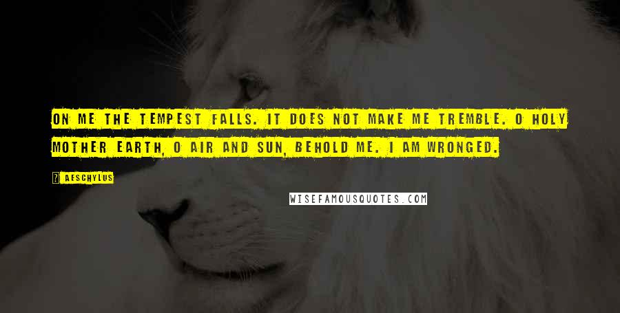 Aeschylus Quotes: On me the tempest falls. It does not make me tremble. O holy Mother Earth, O air and sun, behold me. I am wronged.