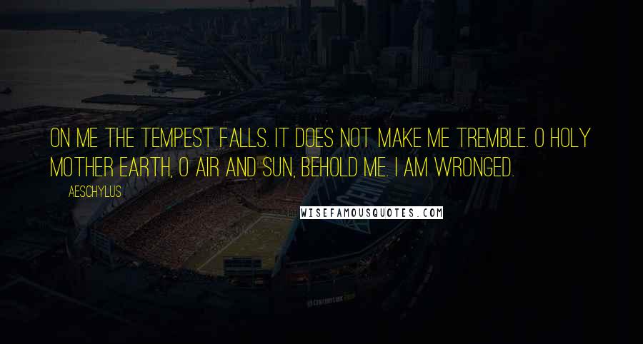 Aeschylus Quotes: On me the tempest falls. It does not make me tremble. O holy Mother Earth, O air and sun, behold me. I am wronged.