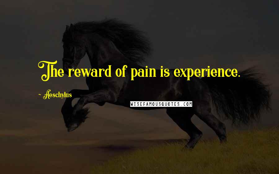 Aeschylus Quotes: The reward of pain is experience.