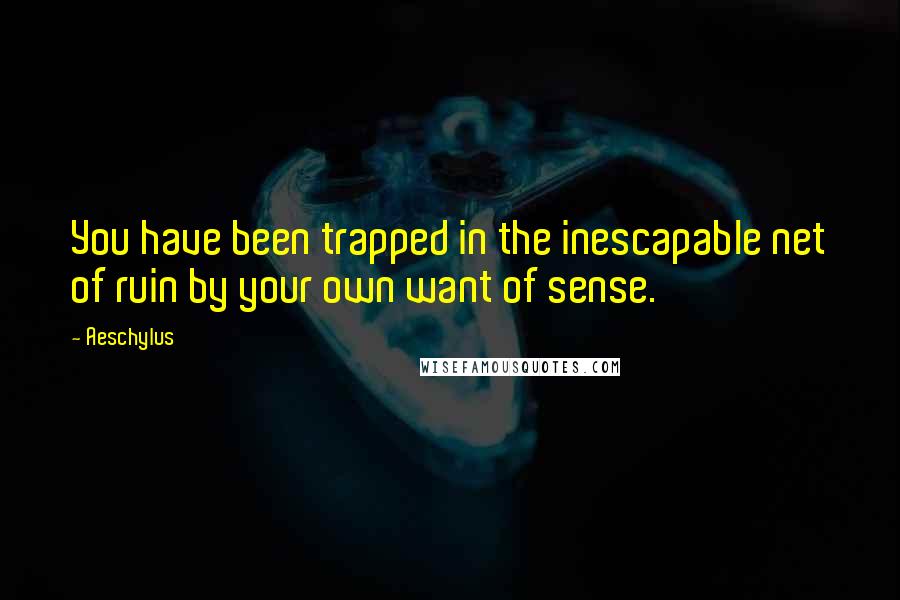 Aeschylus Quotes: You have been trapped in the inescapable net of ruin by your own want of sense.