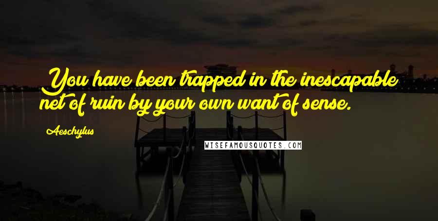 Aeschylus Quotes: You have been trapped in the inescapable net of ruin by your own want of sense.