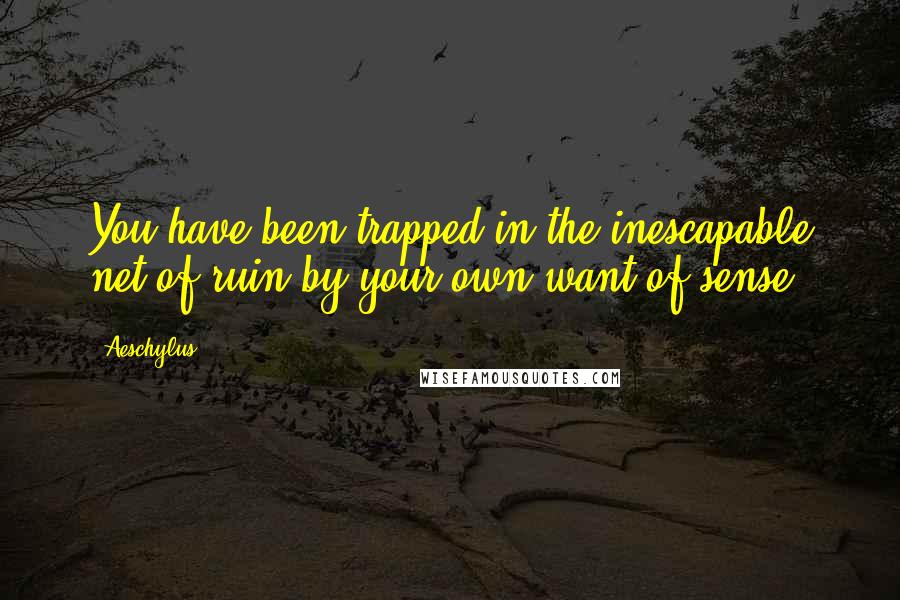 Aeschylus Quotes: You have been trapped in the inescapable net of ruin by your own want of sense.