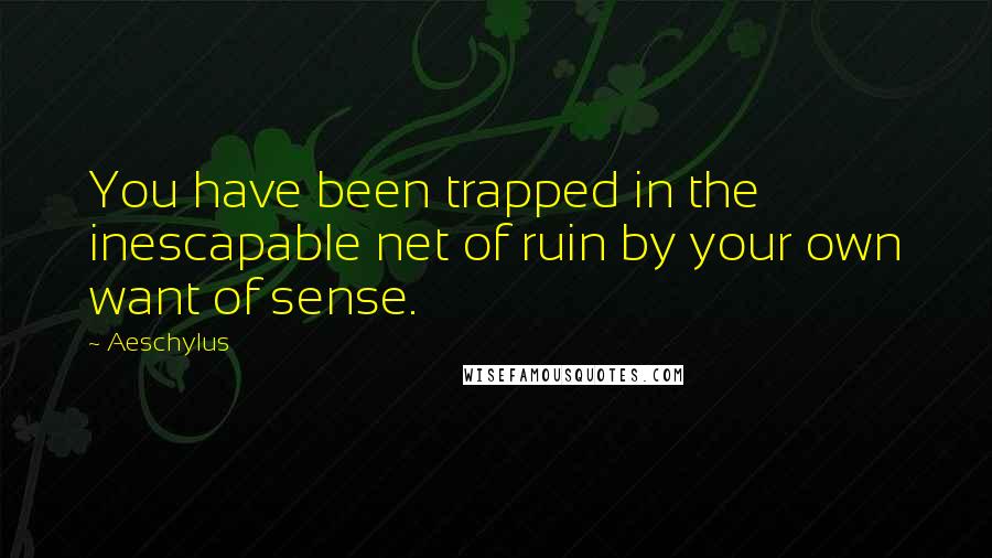 Aeschylus Quotes: You have been trapped in the inescapable net of ruin by your own want of sense.