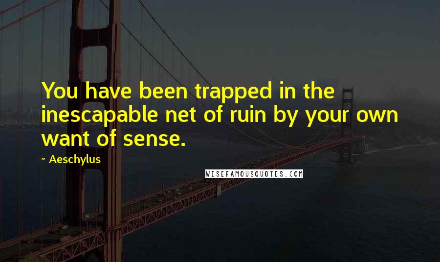 Aeschylus Quotes: You have been trapped in the inescapable net of ruin by your own want of sense.
