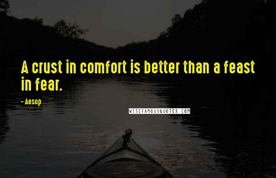 Aesop Quotes: A crust in comfort is better than a feast in fear.