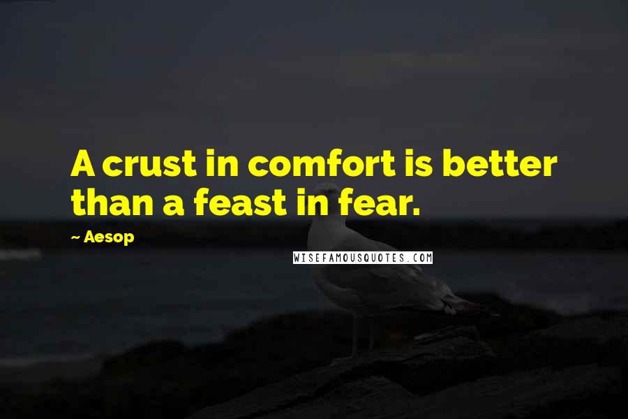 Aesop Quotes: A crust in comfort is better than a feast in fear.