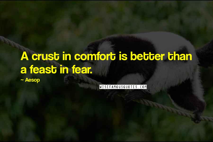 Aesop Quotes: A crust in comfort is better than a feast in fear.