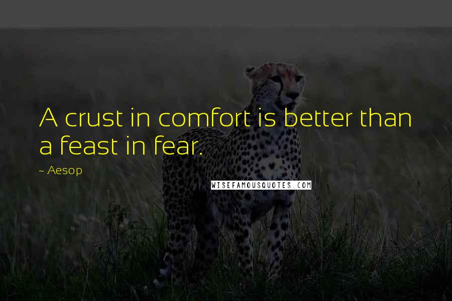 Aesop Quotes: A crust in comfort is better than a feast in fear.