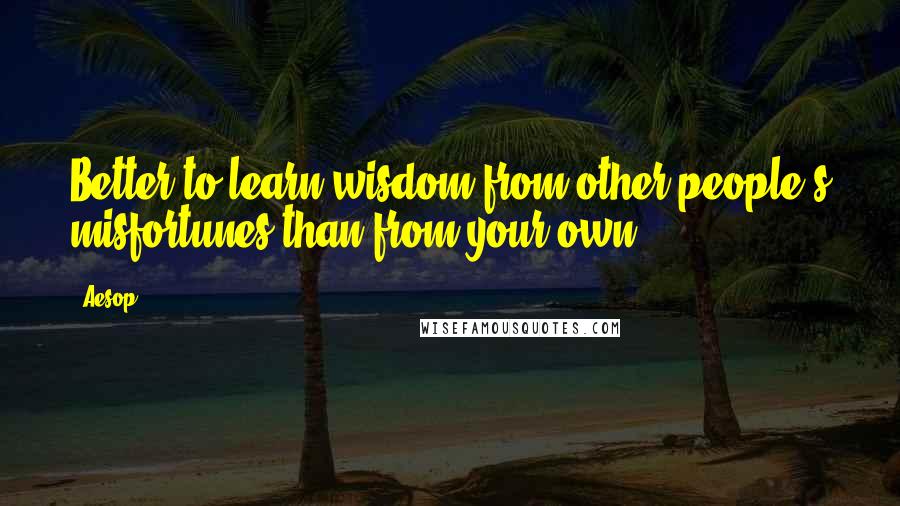 Aesop Quotes: Better to learn wisdom from other people's misfortunes than from your own.