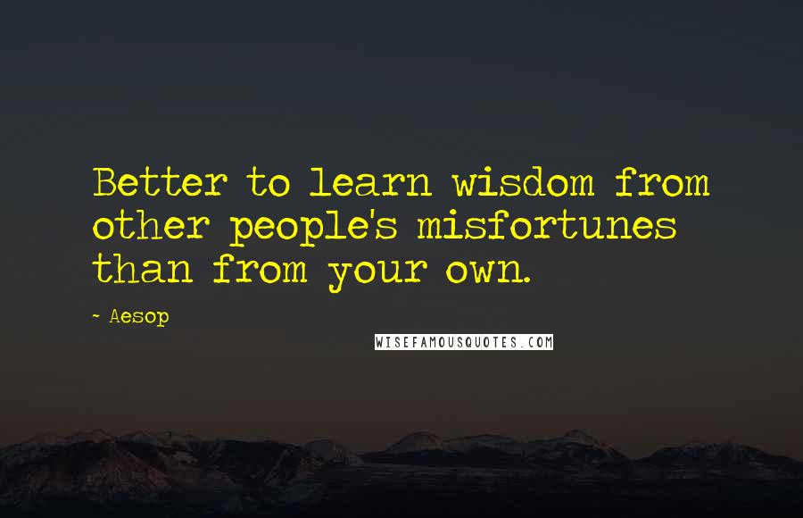 Aesop Quotes: Better to learn wisdom from other people's misfortunes than from your own.