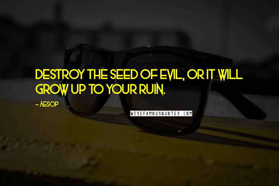 Aesop Quotes: Destroy the seed of evil, or it will grow up to your ruin.