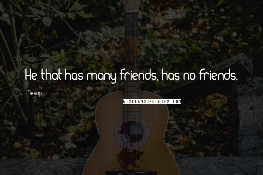 Aesop Quotes: He that has many friends, has no friends.