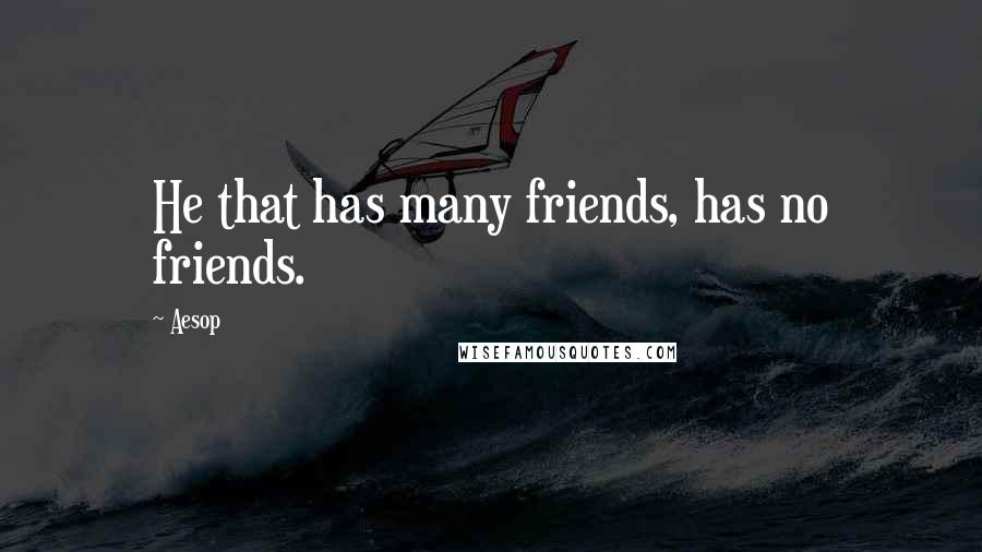 Aesop Quotes: He that has many friends, has no friends.