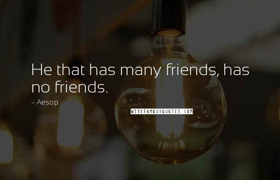 Aesop Quotes: He that has many friends, has no friends.