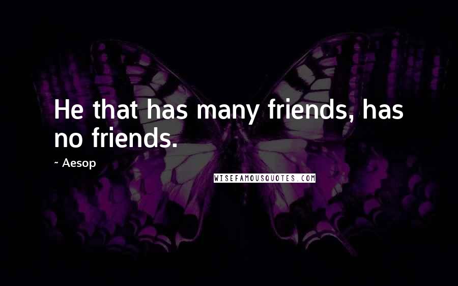Aesop Quotes: He that has many friends, has no friends.