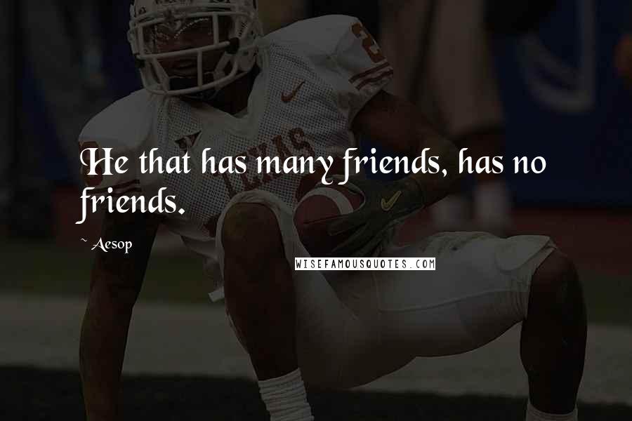 Aesop Quotes: He that has many friends, has no friends.
