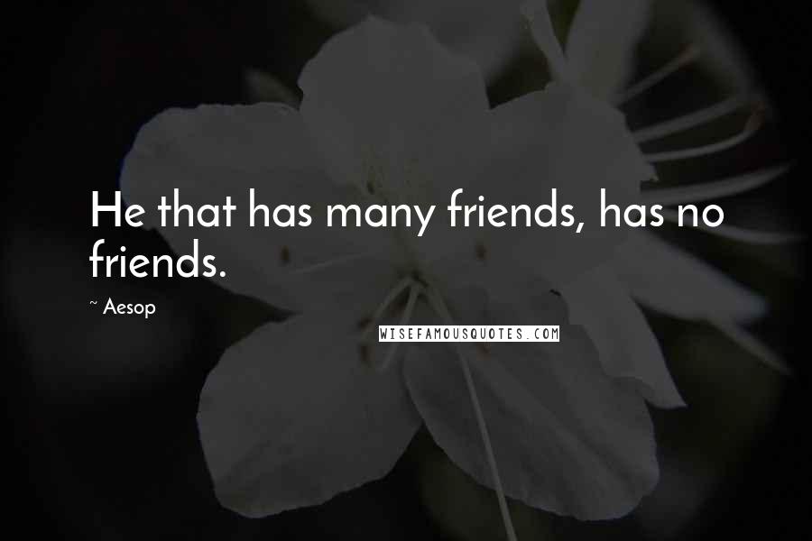 Aesop Quotes: He that has many friends, has no friends.