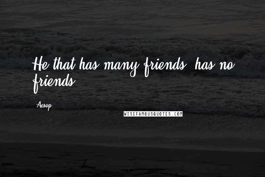 Aesop Quotes: He that has many friends, has no friends.