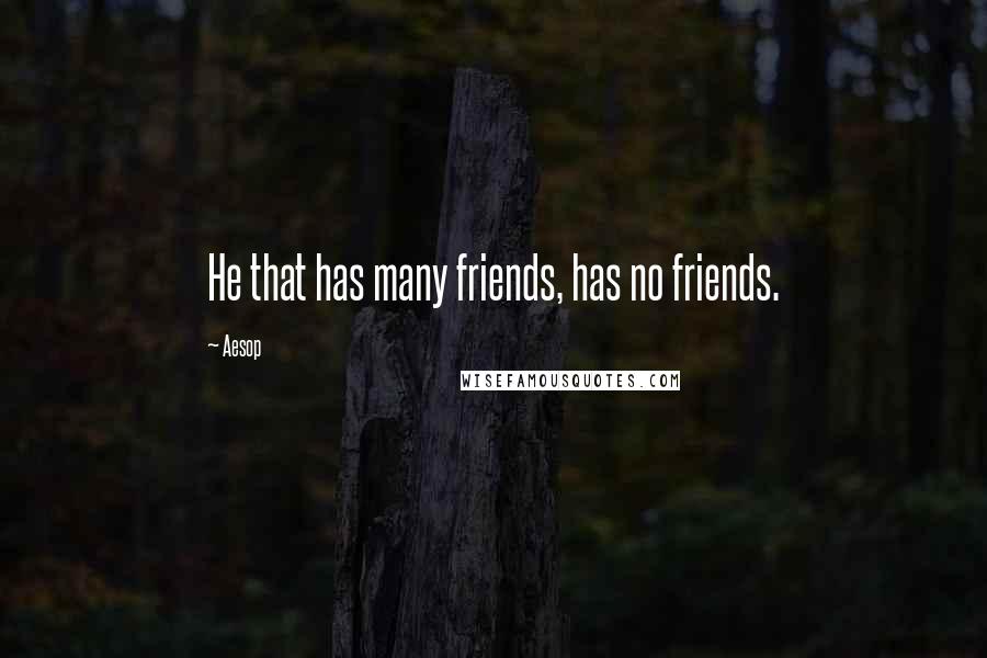 Aesop Quotes: He that has many friends, has no friends.
