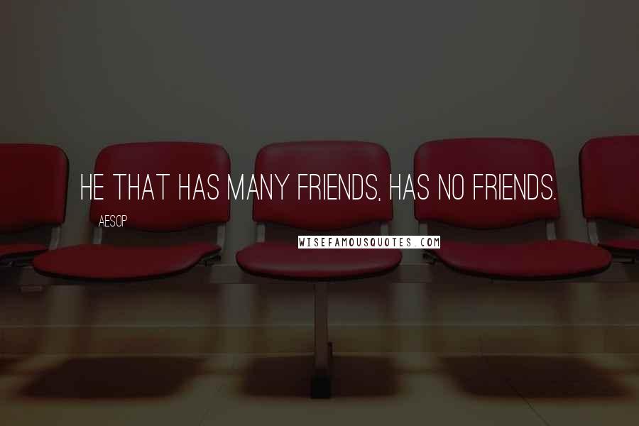 Aesop Quotes: He that has many friends, has no friends.