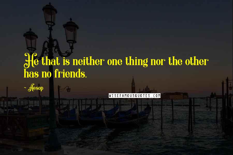 Aesop Quotes: He that is neither one thing nor the other has no friends.