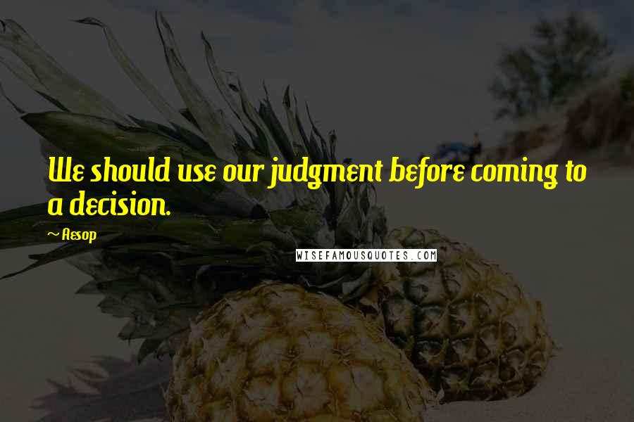 Aesop Quotes: We should use our judgment before coming to a decision.