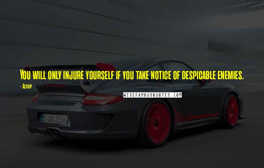 Aesop Quotes: You will only injure yourself if you take notice of despicable enemies.