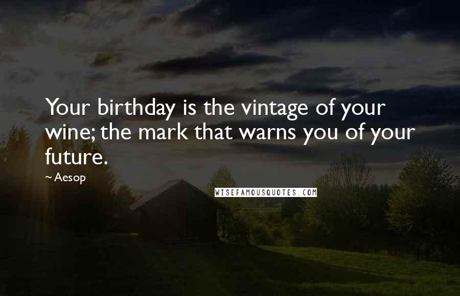 Aesop Quotes: Your birthday is the vintage of your wine; the mark that warns you of your future.