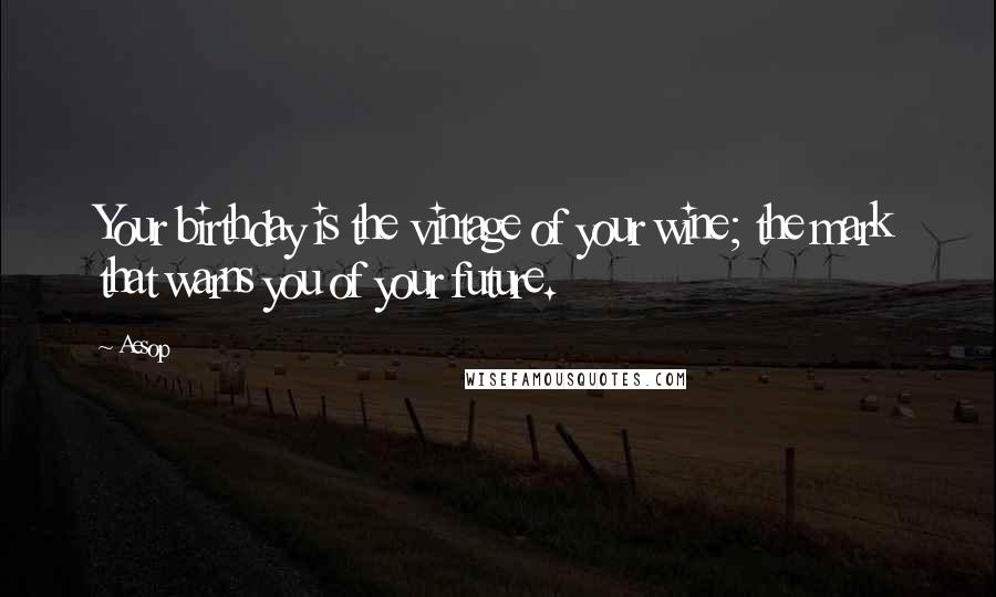 Aesop Quotes: Your birthday is the vintage of your wine; the mark that warns you of your future.