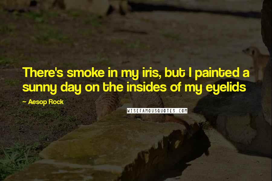 Aesop Rock Quotes: There's smoke in my iris, but I painted a sunny day on the insides of my eyelids