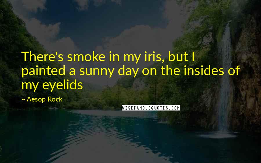 Aesop Rock Quotes: There's smoke in my iris, but I painted a sunny day on the insides of my eyelids