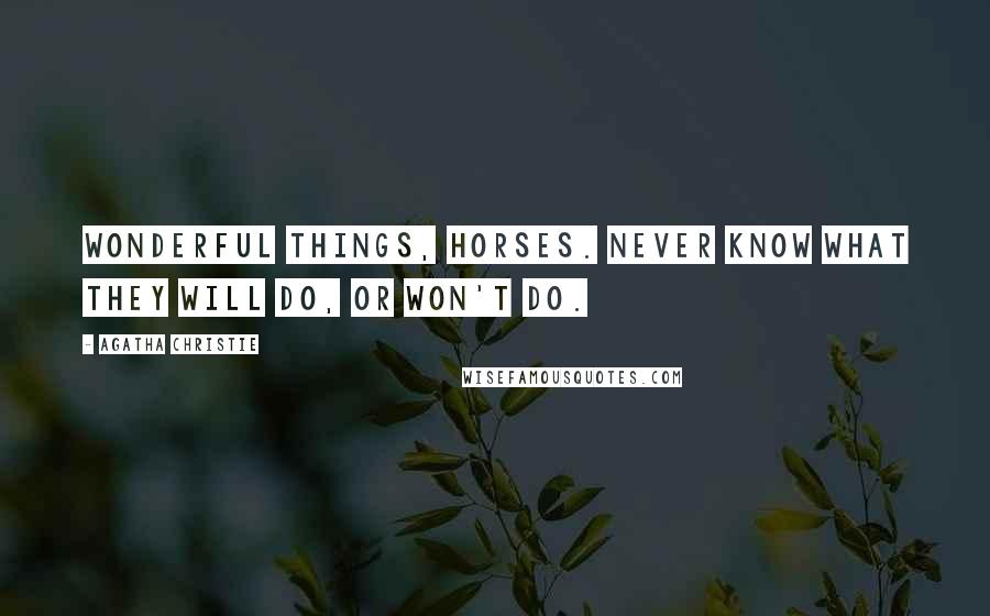 Agatha Christie Quotes: Wonderful things, horses. Never know what they will do, or won't do.