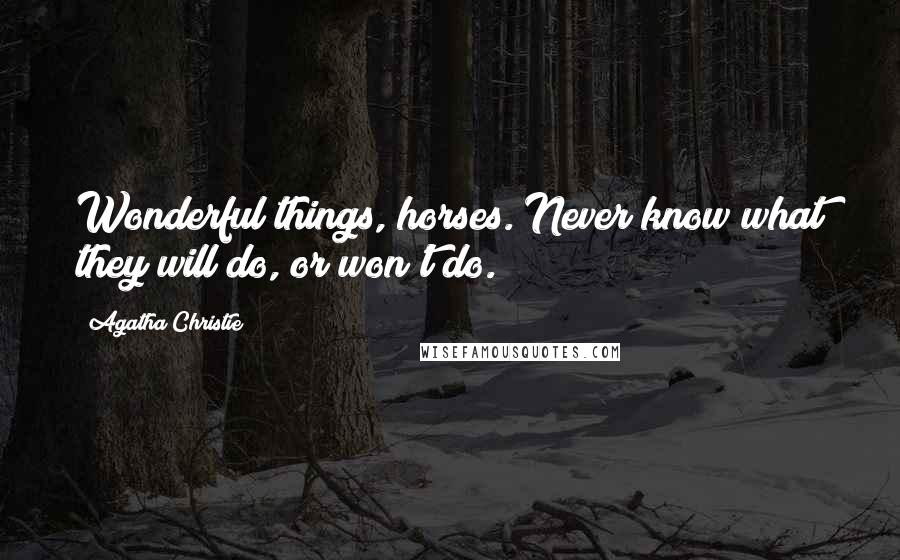 Agatha Christie Quotes: Wonderful things, horses. Never know what they will do, or won't do.