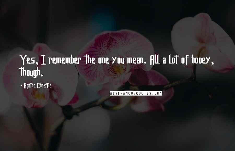 Agatha Christie Quotes: Yes, I remember the one you mean. All a lot of hooey, though.