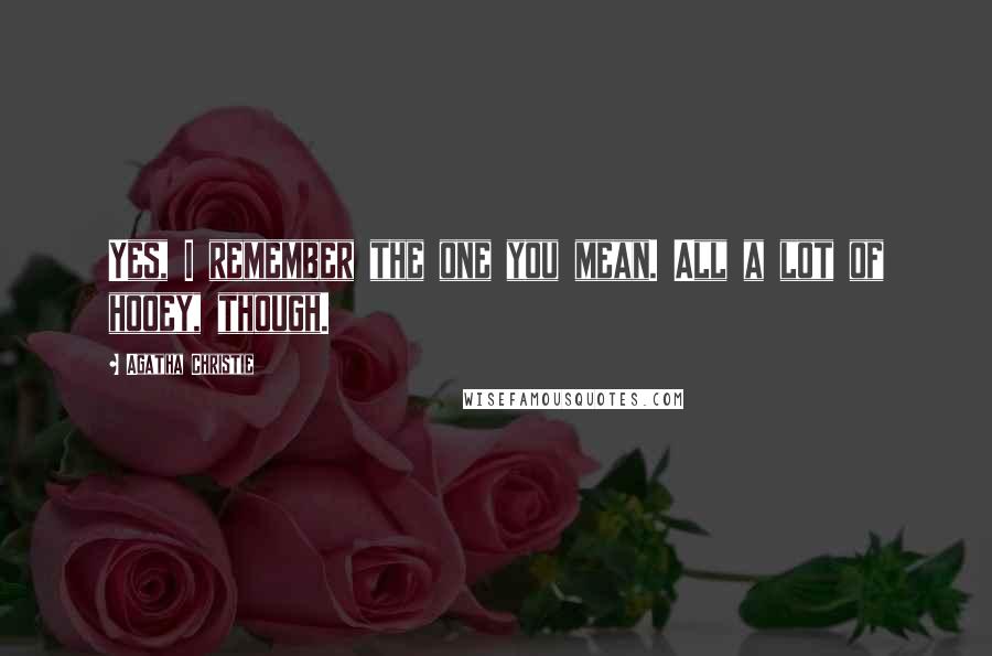 Agatha Christie Quotes: Yes, I remember the one you mean. All a lot of hooey, though.