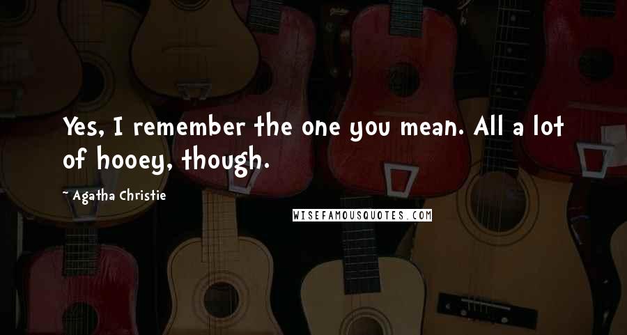Agatha Christie Quotes: Yes, I remember the one you mean. All a lot of hooey, though.