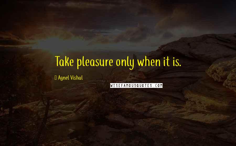 Agnel Vishal Quotes: Take pleasure only when it is.