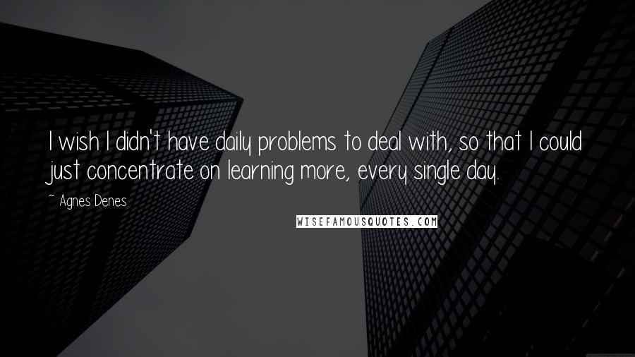 Agnes Denes Quotes: I wish I didn't have daily problems to deal with, so that I could just concentrate on learning more, every single day.