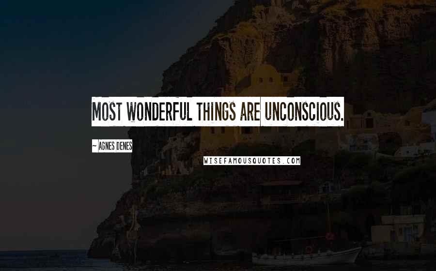 Agnes Denes Quotes: Most wonderful things are unconscious.